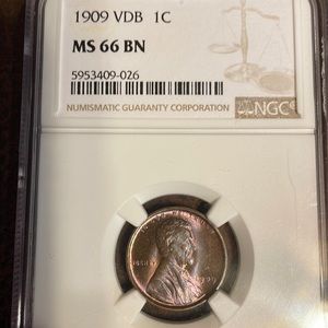 Gorgeous 1909 Lincoln cent. High grade MS-66BN by NGC- Toning is outstanding